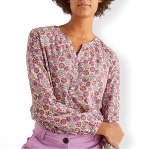 BODEN Patricia Popover Top Blouse Sweet Mosaic Hearts - US 16